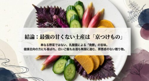 発酵の旨味でご飯もお酒も進む、京つけものの魅力を解説したスライド
