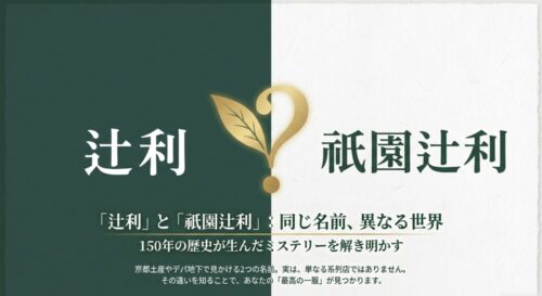 「辻利」と「祇園辻利」:同じ名前、異なる世界。150年の歴史が生んだミステリーを解き明かすというタイトルのスライド画像