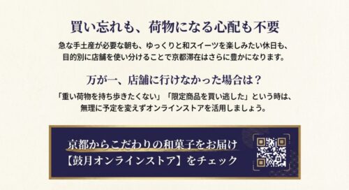 万が一店舗に行けなかった場合のオンラインストアの活用を提案するスライド